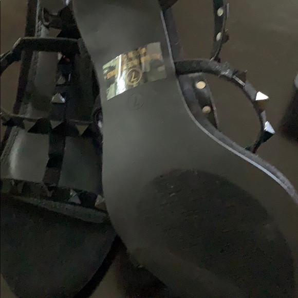 Olivia Black Studded Strappy Heels - Picture 3 of 5
